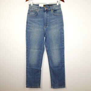 Lee Straight Leg Jeans Women's Size 30x28 Blue Denim High Rise Ankle Mom Jeans